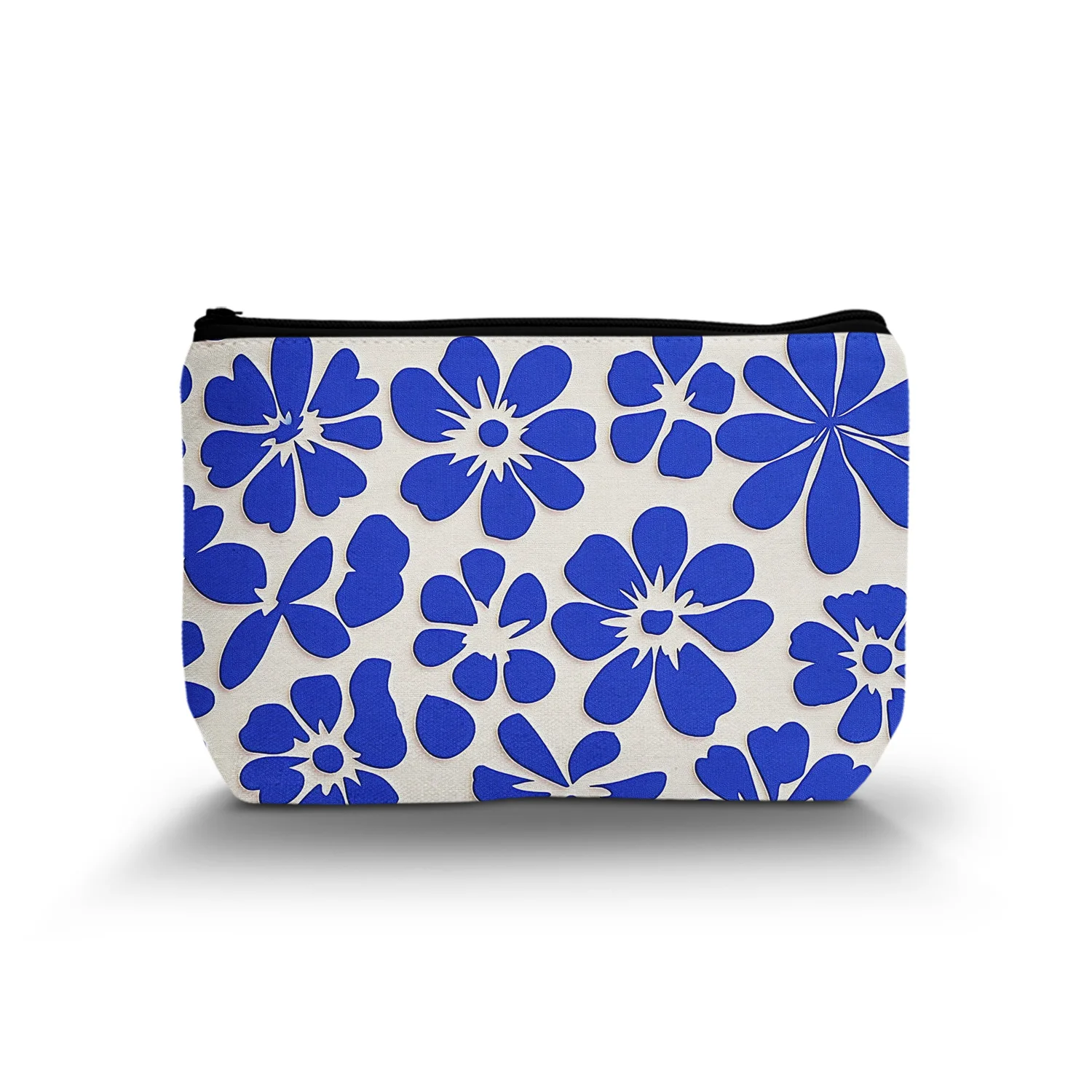 1 Pc Floral Makeup Bag Blue Flower Matisse Style Minimal Pattern Cosmetic Bag Small Makeup Bag For Women Beach A 8.66x5.51Inch