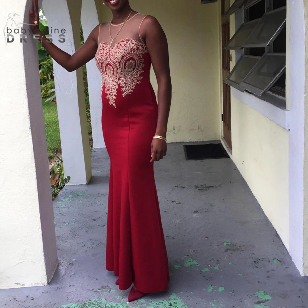 

Women's Burgundy Evening Dresses Gowns: Intricate Gold Lace Bodice with Mermaid Floor-Length Skirt for Special Occasions