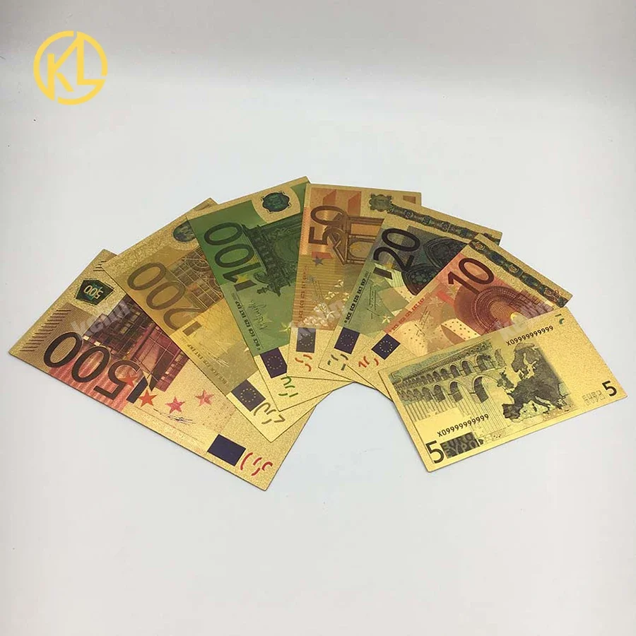 عملة الأوراق النقدية الأوروبية 5 10 20 50 100 500 1000 1000000   الأوراق النقدية الذهبية اليورو لمجموعة هدايا الأعمال