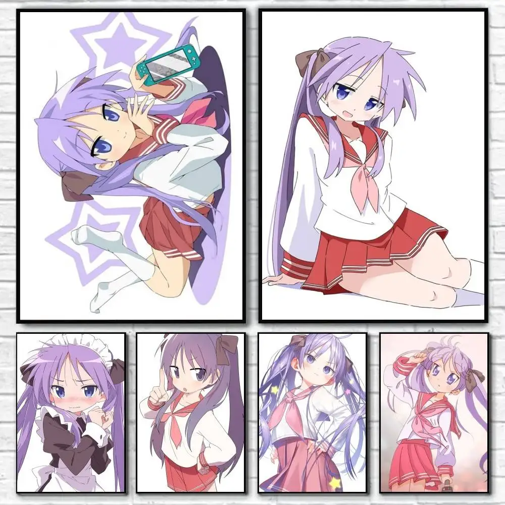 kagami Hiragi Lucky star   Poster Waterproof HD Art Wall Decal Self-Adhesive Print