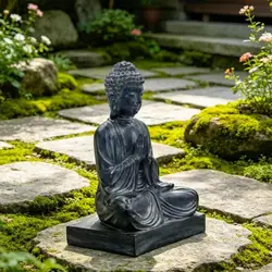 Figura Buda resina artesanal para decorar mesa y hogar