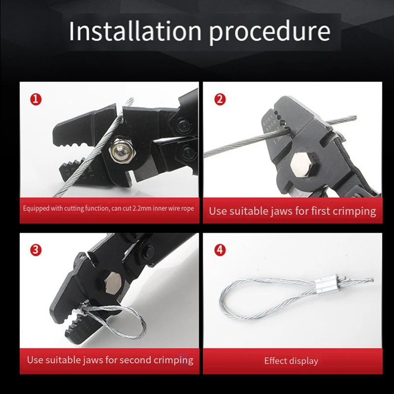 Aluminum Sleeve Crimping Pliers Cable Rope Cutter And Crimper 2-In-1 Metal Plate Crimping Tool Accessories Parts