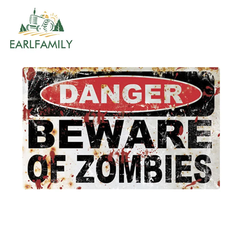 EARLFAMILY REFLECTIVE DANGER Beware of Zombies Sticker Car Truck Funny Vinyl Decal Funny Car Stickers