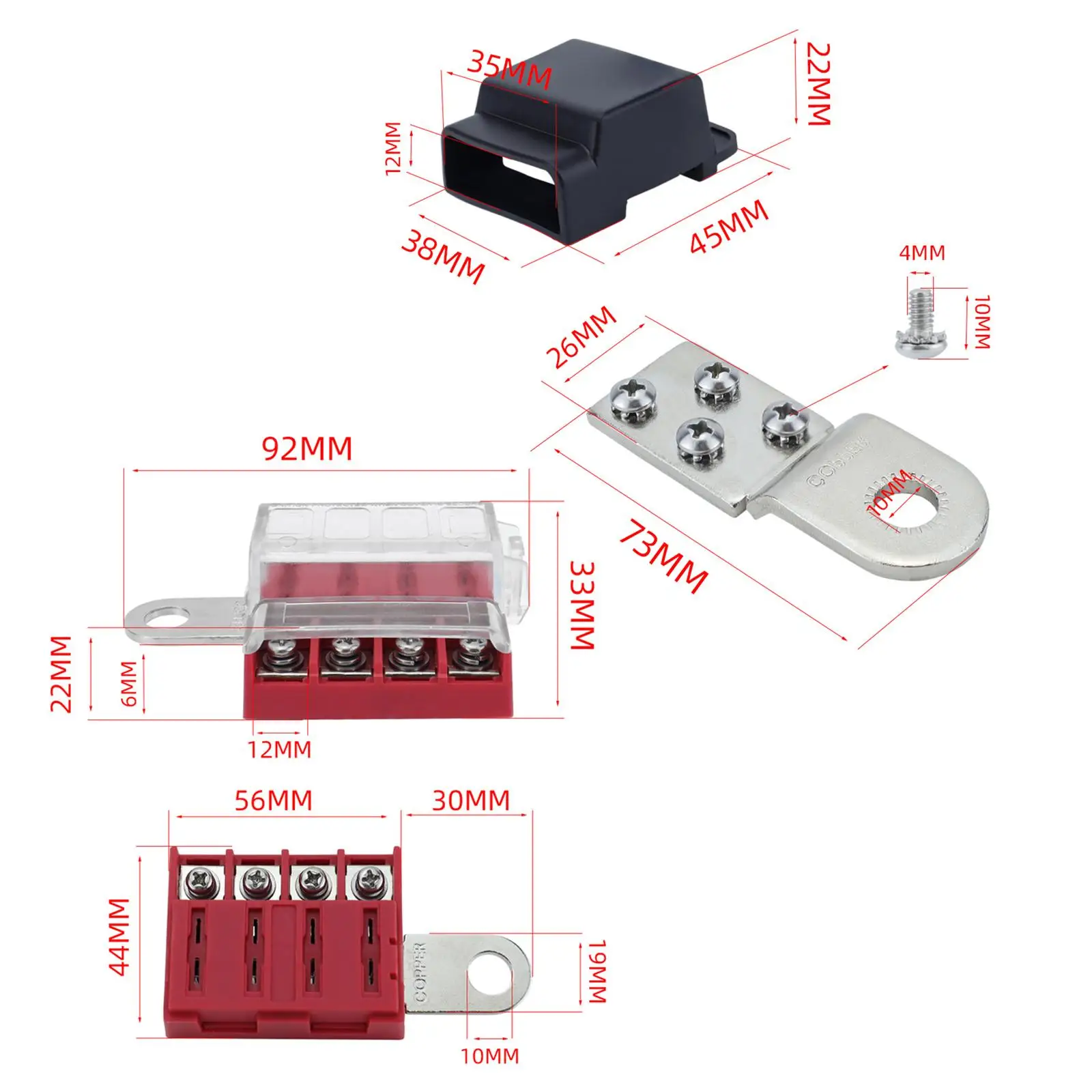 Battery Terminal Mount Set Terminal Clamps 100A 32V for Ships Yachts