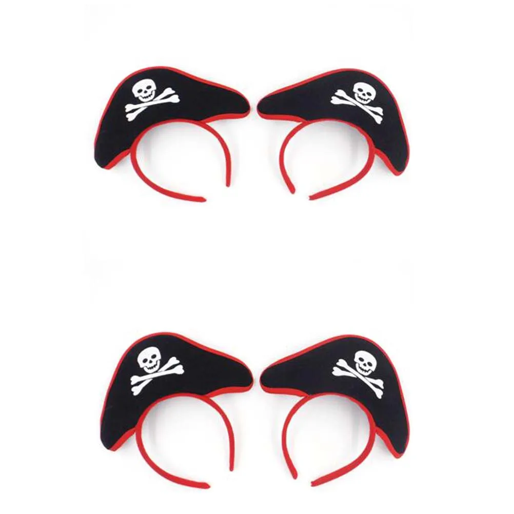 

4Pcs Skull Hair Hoops Halloween Pirate Head Hoops Soft Durable Lightweight for Party Festival Accessories