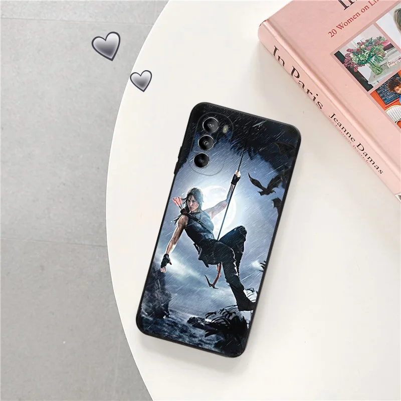 Silicone Black Phone Case for Motorola G72 G53 G73 G9 G50 G51 G60 G71 G22 G32 G52 Tomb Raider Lara Croft Edge 30 20 40 Pro Cover