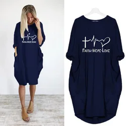 Women's Loose Long Sleeved Summer Plus Size Dress Autumn Winter Joke T-shirt Summer O Neck Short Sleeve Graphic T Shirts