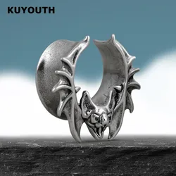 KUYOUTH 1Pair Bat Ear Tunnels Plugs Saddle Expanders Copper Gauges Stretchers Ears Piercing Jewelry Earring