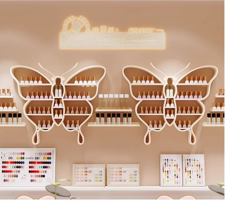 salon furniture, wrought iron butterfly manicure rack, wall-mounted nano-gold wall-mounted rack