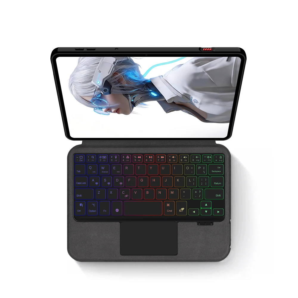 TouchPad Keyboard Case For ZTE Nubia RedMagic Astra 2 /Tablet 5 Pro 9.06 Inch Gaming Tablet Smart Backlight Keyboard Cover Folio view 3