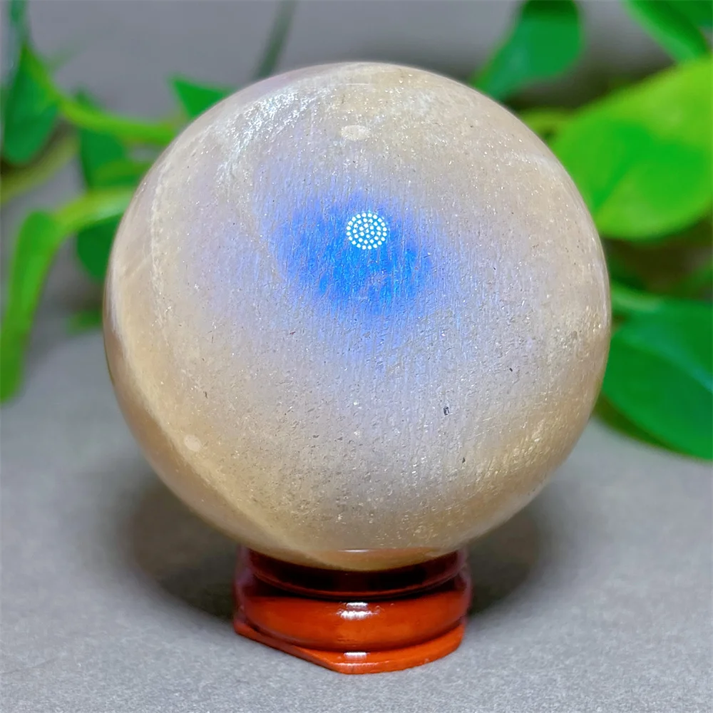 

Moonstone Sphere Crystal Natural Stone Quartz Stone Minerals Home Decoration Reiki Craft Gifts Energy Healing Love Luck +Stand
