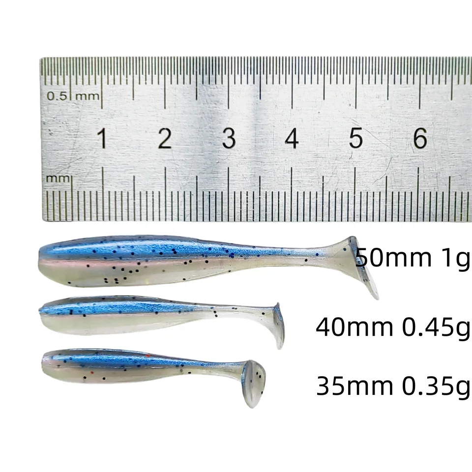 MUKUN  Micro Soft Fishing Lures 35mm 4CM 5CM T-tail Worm Lure Small Artificial Bait Jig Wobblers Bass Pike Fishing Tackle