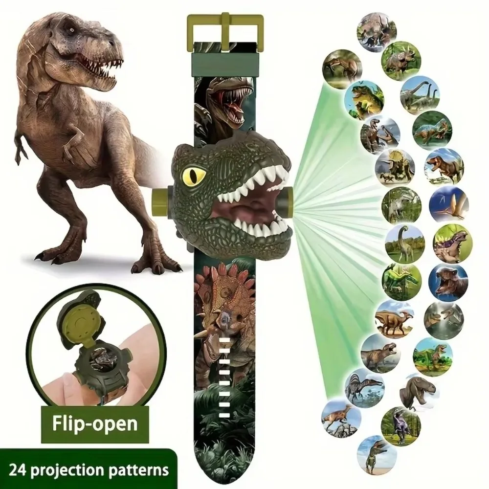 

Creative 3D Dinosaur Cartoon Toy Watches Flip Luminous Children's Watches Digital Clock 24 Projection Electronic Watch Birthday
