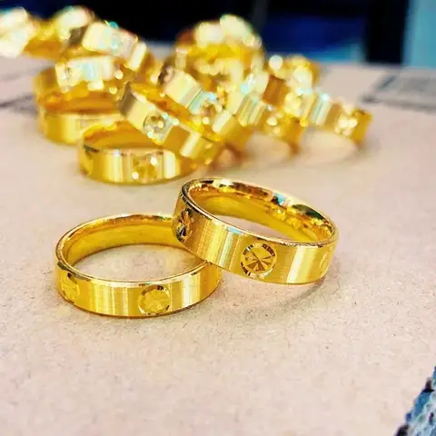 9999 24K Real Gold CNC Diamond Ring Closed Solid Ring Plain Ring Men's and Women's Confession Ring Gold Rings Couple Lovers