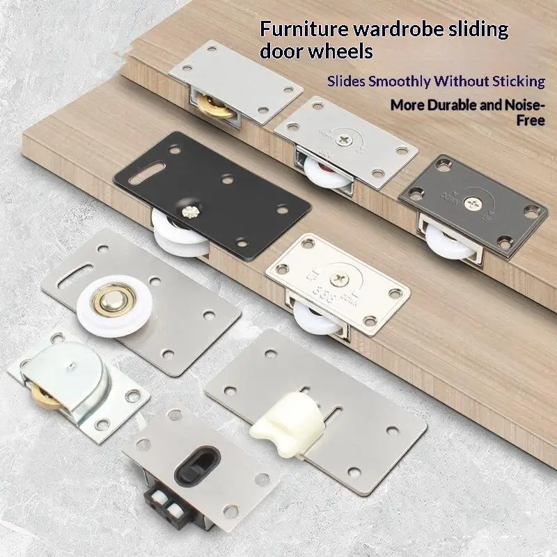 Picture 6: 1pc Sliding Wardrobe Door Pulley Wheels Upper Lower Track Rollers Hanging Rail Wheels Sliding Door Part for Cabinet Closet Door