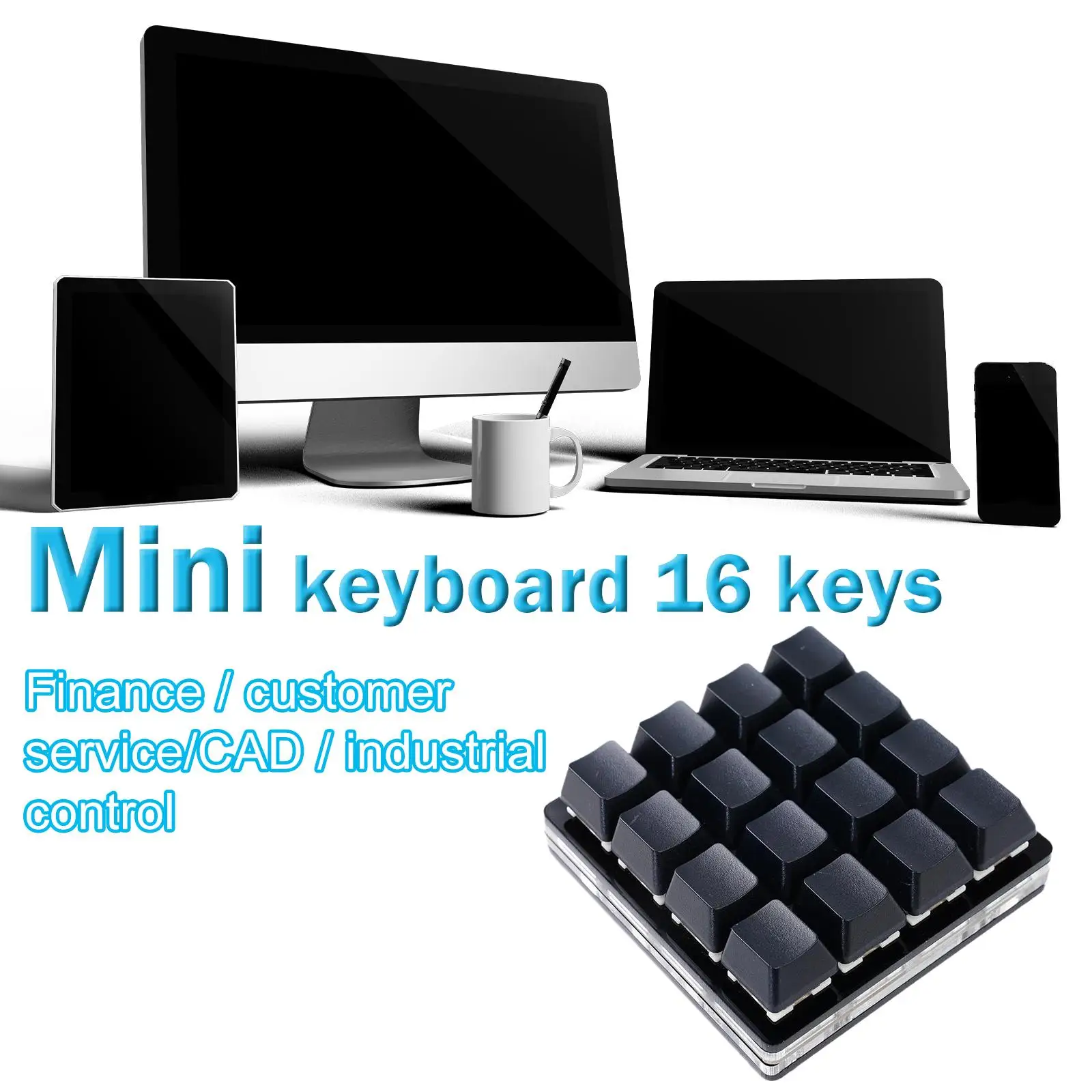 

16 Key Automatic Click SayoDevice Programmable Hardware Keyboard Custom Shortcut Keys Mechanical Keyboard Black Small Keyboard