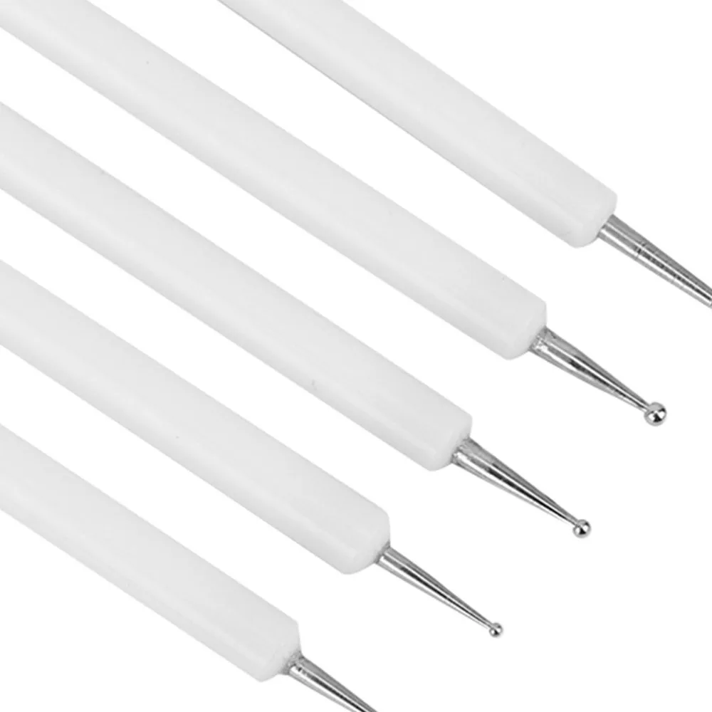 5PCS Double Ended Double Ended Stylus Pen Acrylic Shank Round Tip Quilling Art Pen Two Tone Option Dotting Tool Nail Art DIY