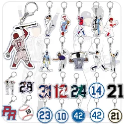 Basball Stars Jerseys Key Chain Fashion Keychains Acrylic Bag Pendent Accessories Gift for Men Women Lanyard for Keys Casual