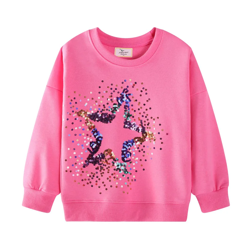 

Autumn Girls Sweatshirt New Children's Trendy Children's Clothing Long Sleeve Sequin Embroidery fashion Autumn Children's Top