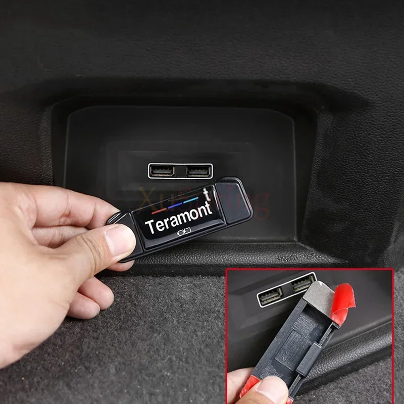 Car Rear Console Center USB Equip Charging Port Protective Cover Dust-proof Frame for VW Teramont 2017-2024