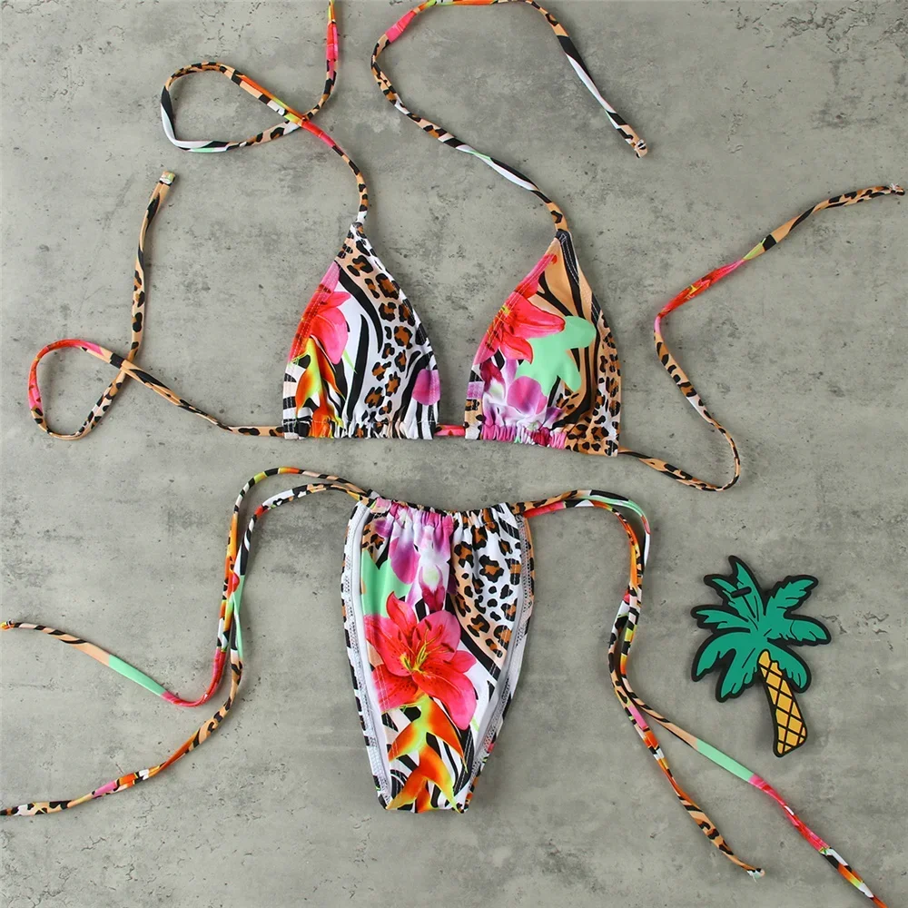 Micro Bikini Push Up Women Swimsuits 2025 Sexy Swimwear Brazilian Bikini Set Halter Biquini Swim Suits Print Beachwear Female