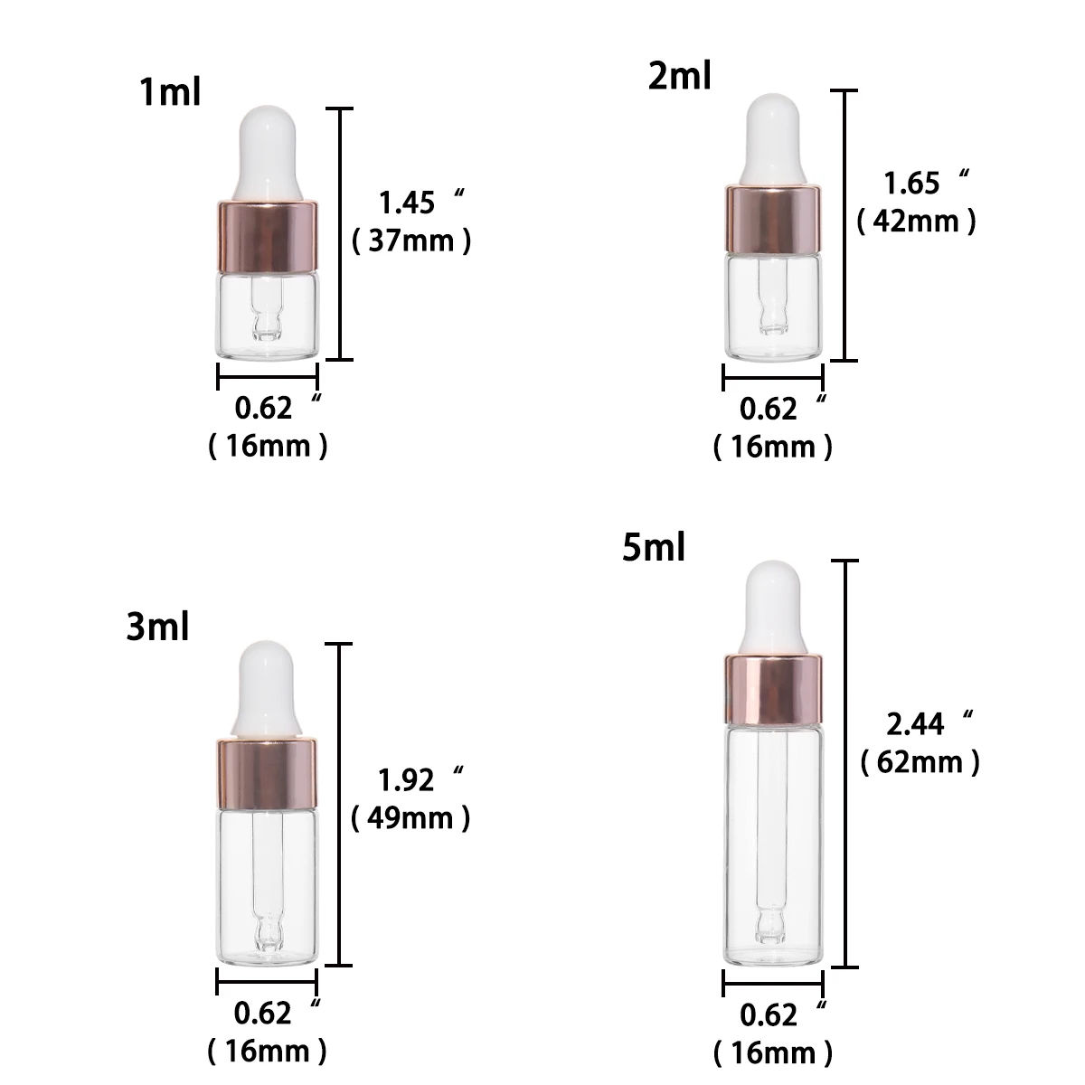 20/50/100 stücke 1ml/2ml/3ml/5ml transparente Mini-Glas-Tropf flasche mit Glas pipette für ätherisches Öl Aromatherapie-Flüssig fläschchen