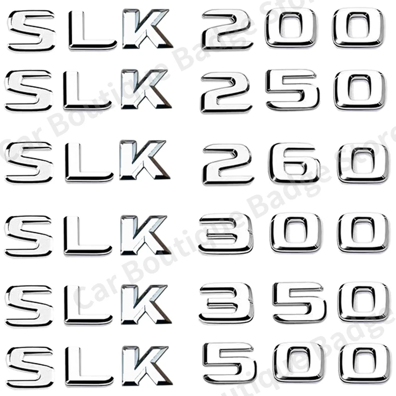 ABS Car Trunk Letters Logo Emblem Badge Decals Sticker For Mercedes Benz SLK Class R170 R171 4MATIC SLK200 SLK300 SLK350 SLK250