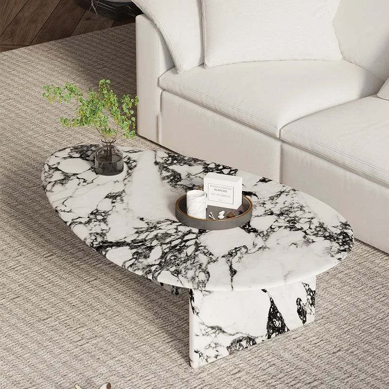 Coffee table living room household small apartment cream style retro Bulgari marble special-shaped simple modern creative