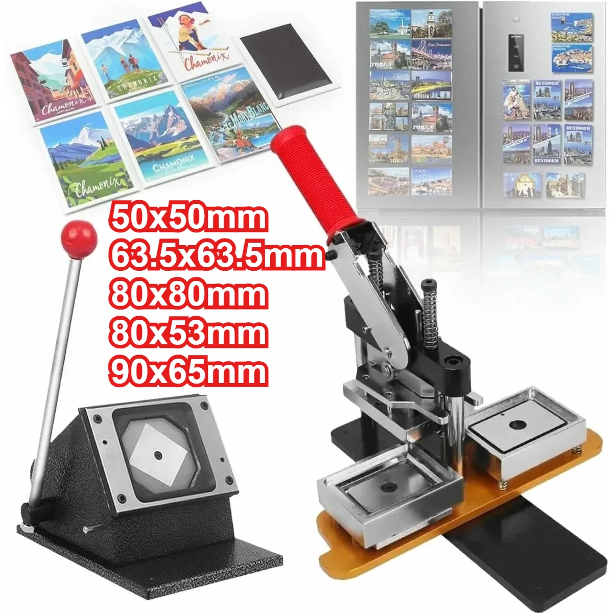 

50x50mm/63.5x63.5mm/53x80mm/65x90mm/80x80mm DIY Fridge Magnet Machine Set or Materials Make Your Favorite Fridge Magnet
