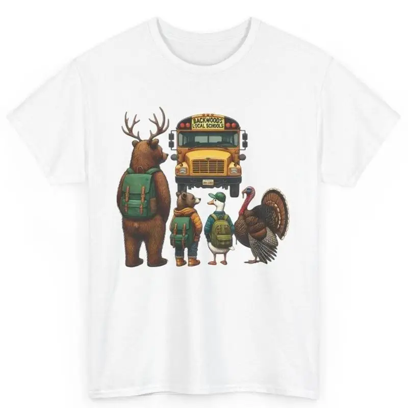

Back To School Funny Thanksgiving Turkey Bus Adult Cotton T Shirt