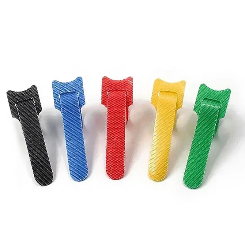 50pcs Releasable Cable Ties Plastics Nylon Hook Loop Wrap Zip Bundle Fastener Straps Detachable T-type Wire Organizer