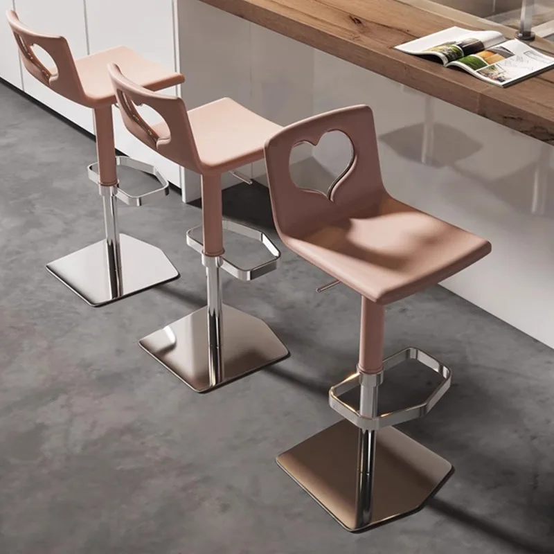

Light luxury bar chair Household stainless steel lifting bar chair