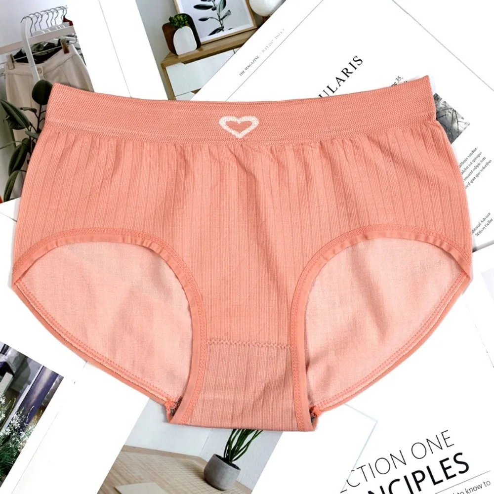 

5Pcs Middle Waist Women Panties Set Female Lingerie Underwear Candy Color Briefs High Elastic 5PCS Love Heart Underpants