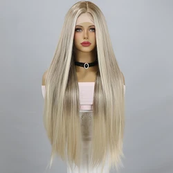 Natural Silver Gray Gradient Wig Lace Synthetic Large Wave Wig Role-Playing Wig Women's Daily Wig