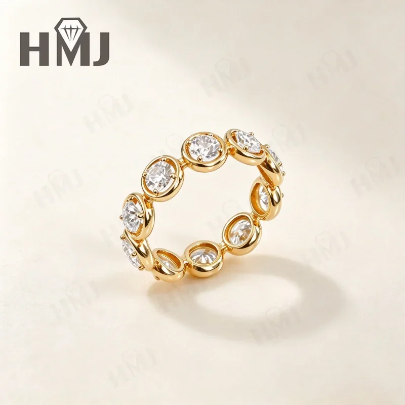 14K Goldringe mit Laborgezüchteten Diamanten DEF VS Rundschliff für Hochzeit, Verlobung, Damen, Versprechen, Feiner Schmuck, Charms, Täglicher Gebrauch – Detail 4