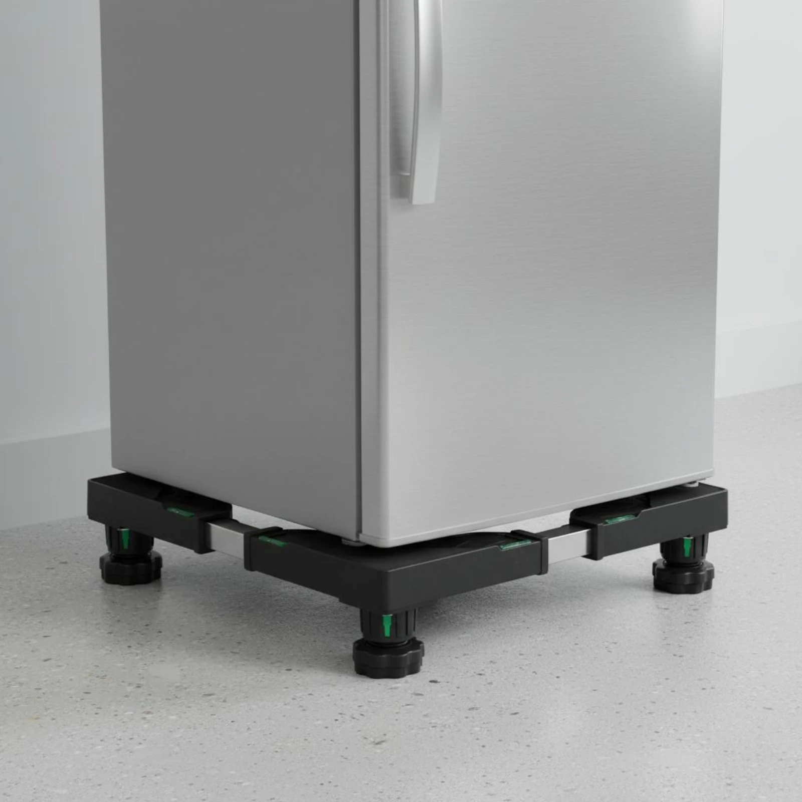 Adjustable Appliance Stand Multi-Purpose Adjustable Fridge Stand Heavy Duty Appliance Rack Anti Vibration Rolling Washer
