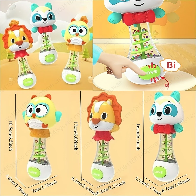 جرس مكرنك يدوي على شكل حيوان لطيف - لعبة تعلم في مرحلة الطفولة المبكرة التي تعزز قوة القبضة ويعزز التنمية البصرية والسمعية #2