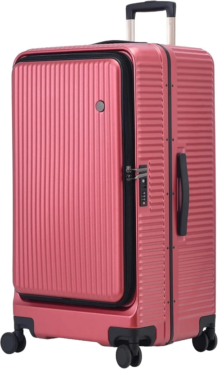 29 Inch Aluminum Checked Luggage With Side Opening, Lightweight Hardshell Abs+Pc 40 * 37 * 77Cm Suitcase With Tsa Lock, 360°