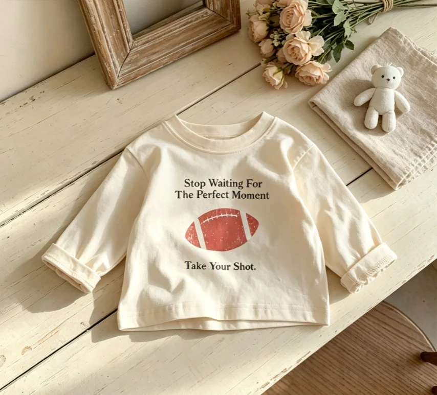 Neutral Kids Basic Sports Crew Neck T Shirt Chilren Daily Single Top Kid Basketball Baseball Soccer Football Print Clothing Wear