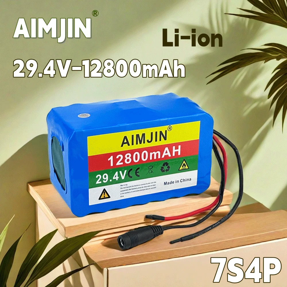 7S4P Battery Pack Original 29.4V 12800mah 18650 Lithium Ion Rechargeable for 24V scooter Bicycle / with BMS