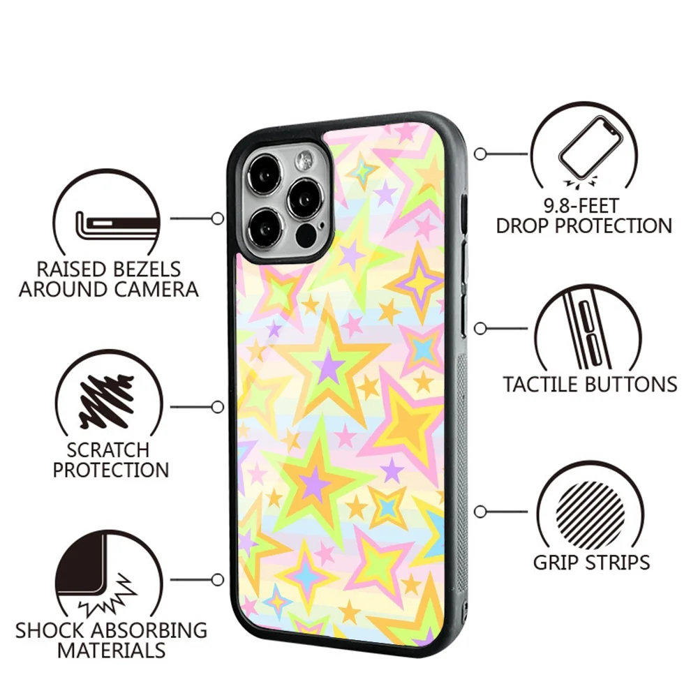 Bright Starry Phone Case For IPhone 11 12 13 14 15 Plus Pro Max Mirror Acrylic PC TPU Cover