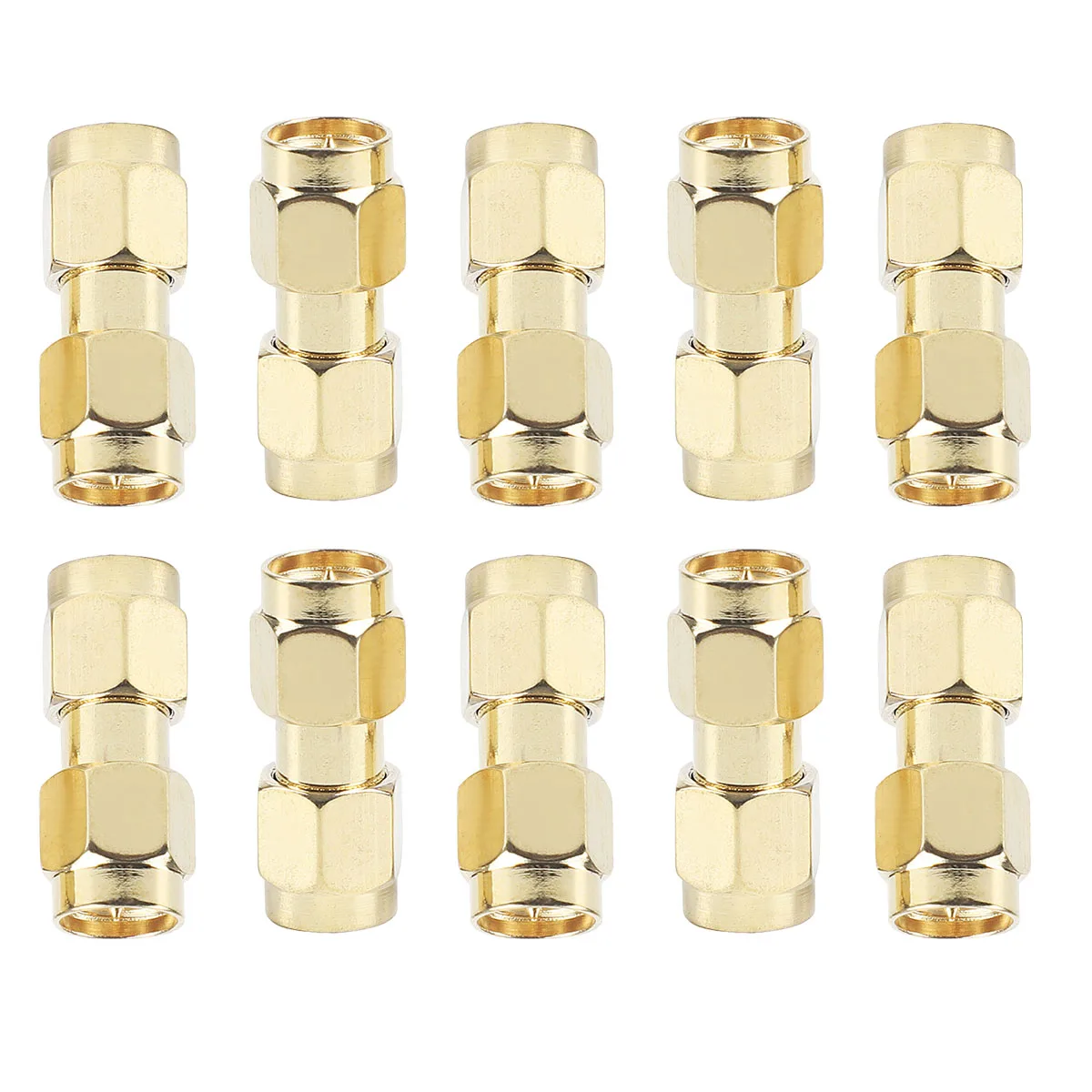 10 Stück RP-SMA-Stecker auf SMA-Stecker, gerader HF-Koaxialstecker-Adapter – 50 Ω vergoldeter Koppler für WLAN-Router/Antenne