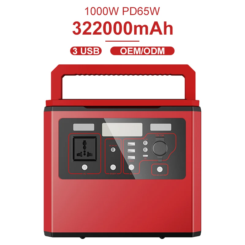 Pasokan Panel surya, generator penyimpanan energi baterai cadangan 1000W untuk rumah portabel stasiun daya darurat dapat diisi ulang