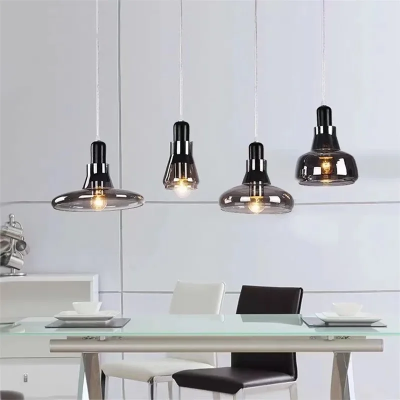 Shadows Pendant Lamp Nordic Small Grey Glass Lamp Dining Room Shop Lamp Loft Industrial Loft Decor Kitchen Island Mall Lights