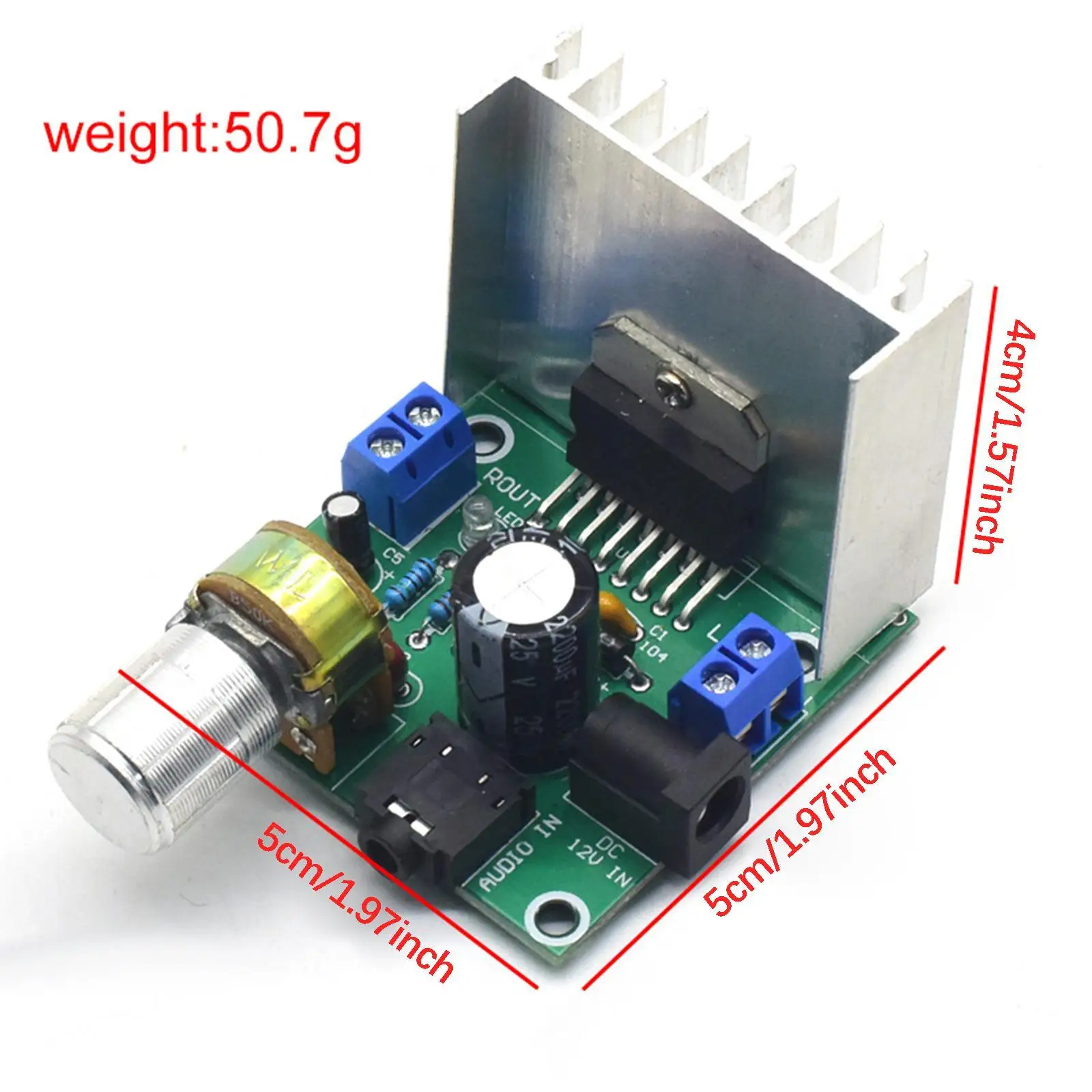 Audio Amplifier Board Amplifier Module,Sturdy 12-24V Compact Double Channel Lightweight Amp Board Stereo
