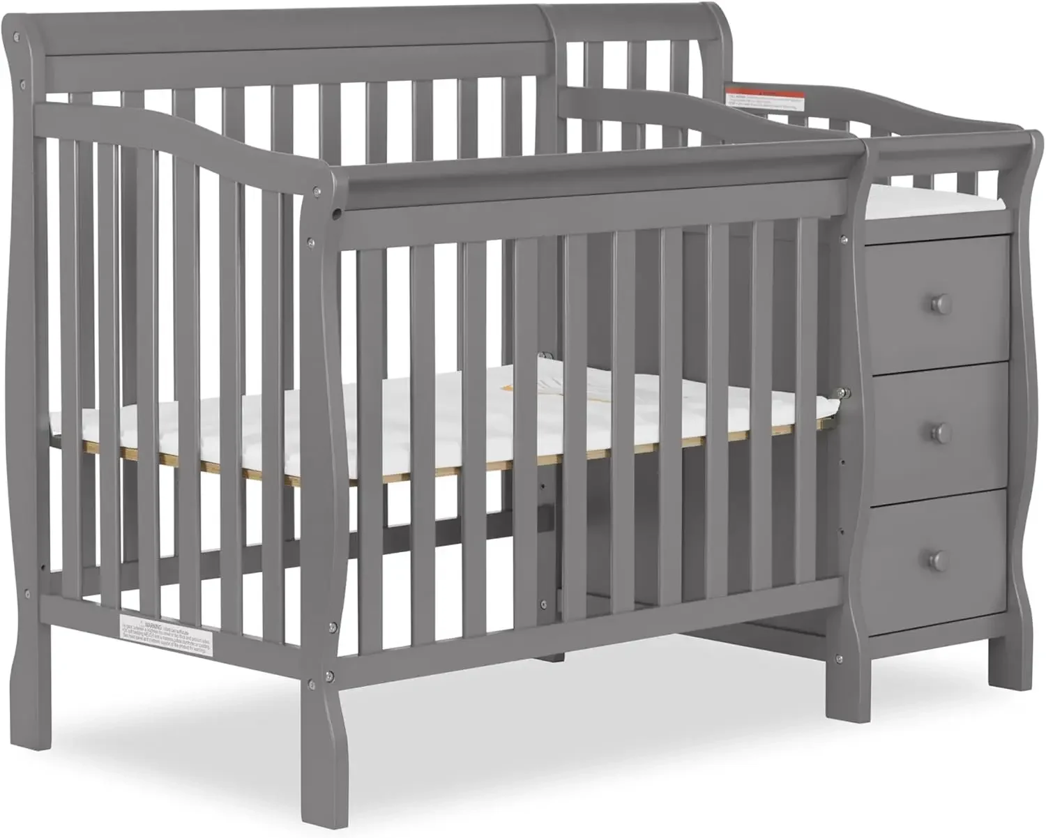 

Dream On Me Jayden 4-in-1 Mini Convertible Crib And Changer in Storm Grey, Greenguard Gold Certified, Non-Toxic Finish,