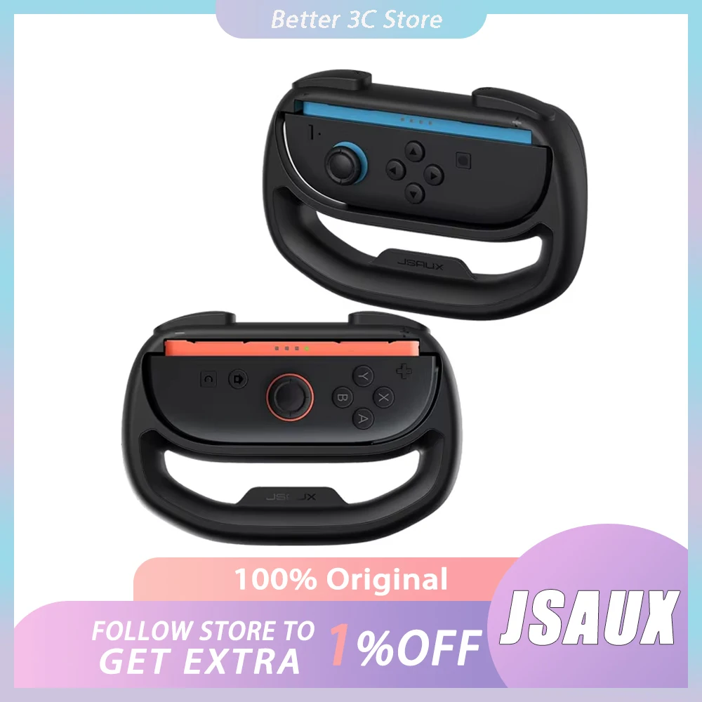 

JSAUX Racing Steering Wheels for Switch 2 Controller Game Grip Handle JoyCon Hand Holder Game Console Accessories Custom Gift