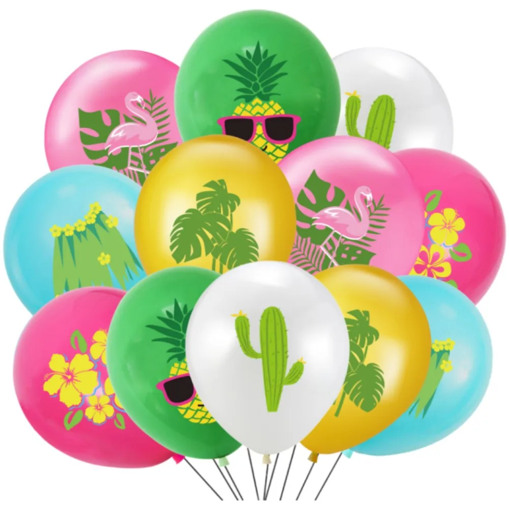 12Pcs Hawaiian Party Balloon Decorations Aloha Tropical Luau Flamingo Balloon Baby Shower Birthday Party Wedding Decor Air Globo