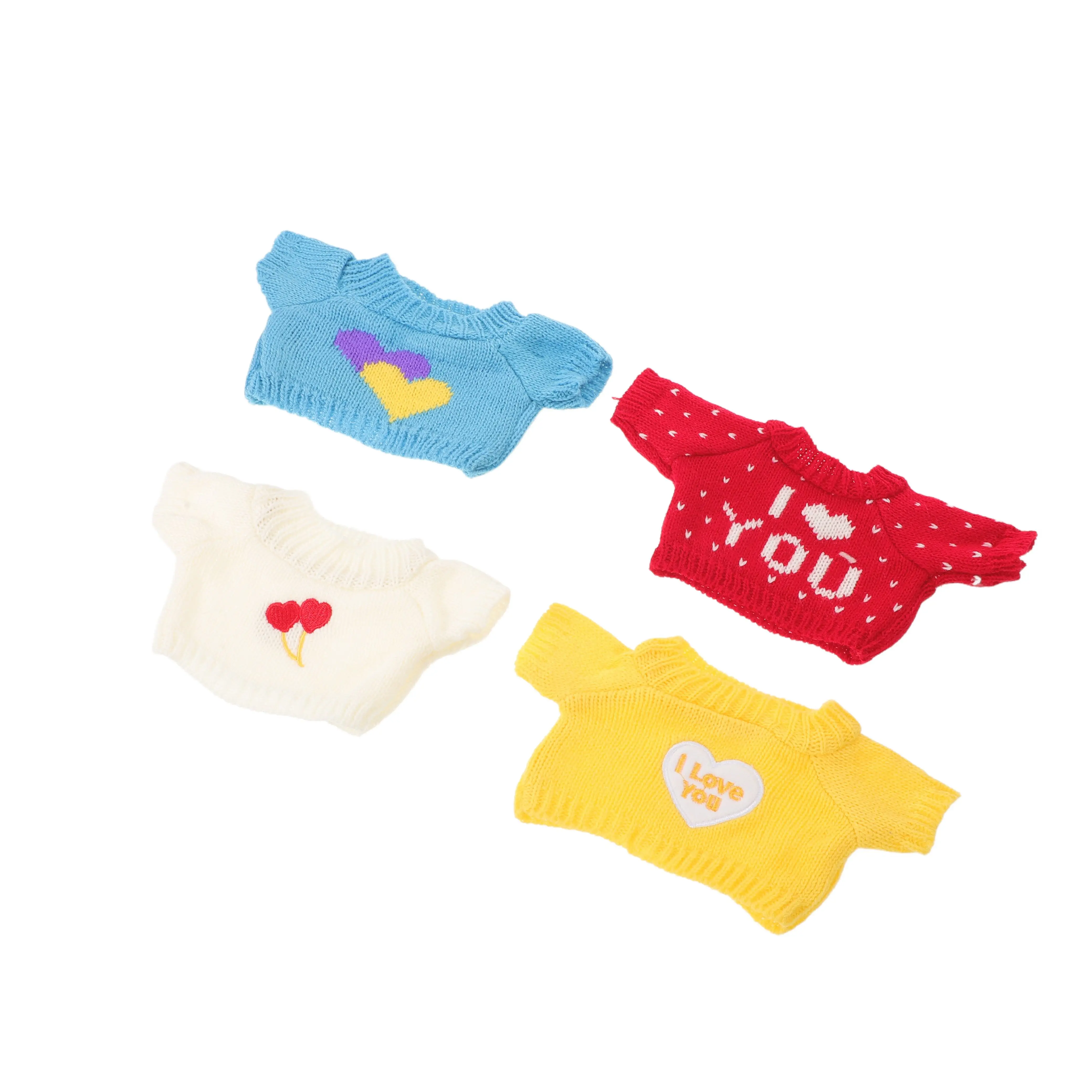 Conjunto de 4 Suéteres de Osito para el Día de San Valentín, Diseño de Corazón, Tejido Suave, para Peluches de 30 cm, Ropa para Disfrazarse, Jugar y Celebrar