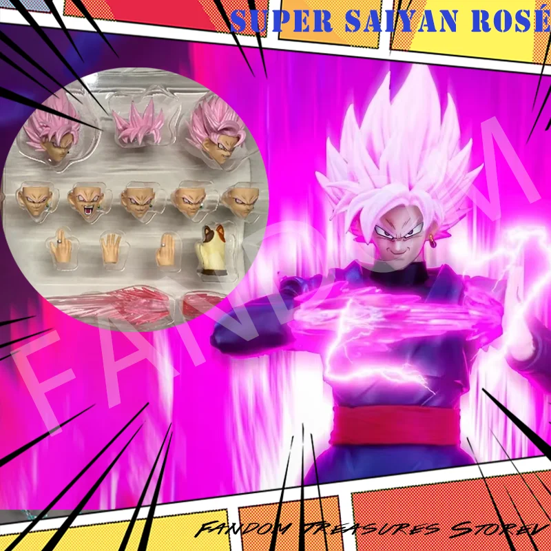 

DL CUSTOM Dragon Ball Z SHF Super Saiyan Rosé Son Goku Black Zamasu Head Accessories Action Figures Anime Model Gifts Toys